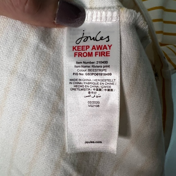 Joules Yellow And White Stripe Bee Print Riviera Dress - size 2 - Picture 11 of 12